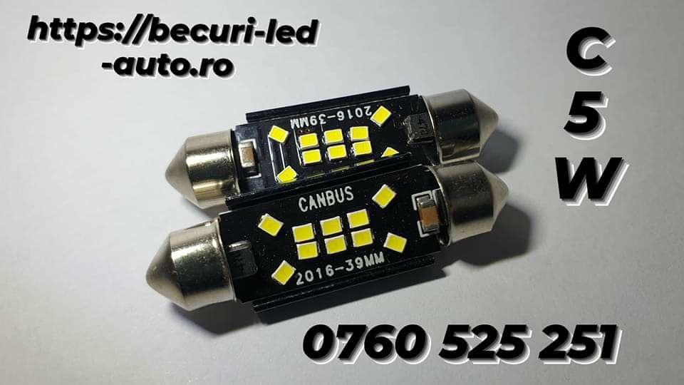 Bec Led C5W Sofit 39mm/41mm (lumină alb-rece)Can-bus 100%