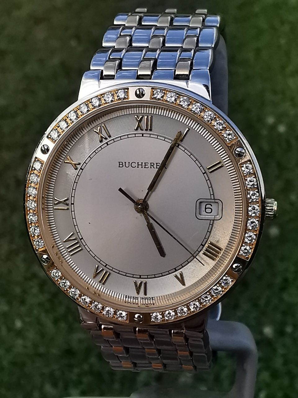 Ceas Bucherer-Quartz-Aur-Otel-42 diamante - Extraplat - 33 mm