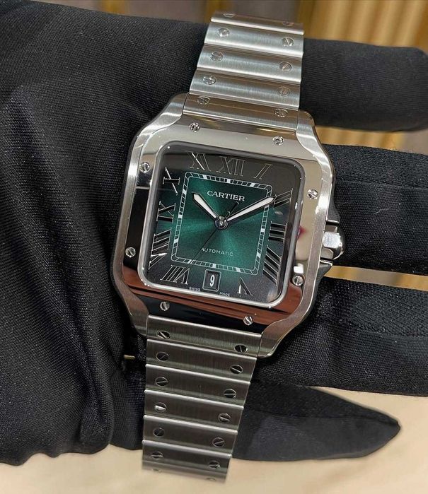 cartier santos 100 silver green