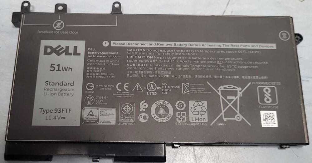 Baterie Dell 93FTF, GJKNX, 3HWPP, 6MT4T, G91J0, WDX0R, RJ40G