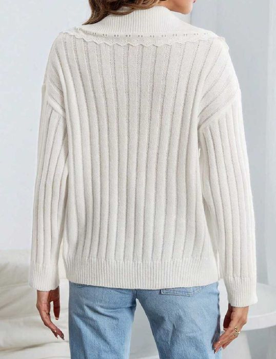 Pulover gros cu guler stil camasa stil zara