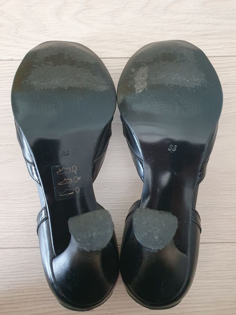 Pantofi decupati AUTHENTIC mărime 36 piele neagră ext/int Curier OLX