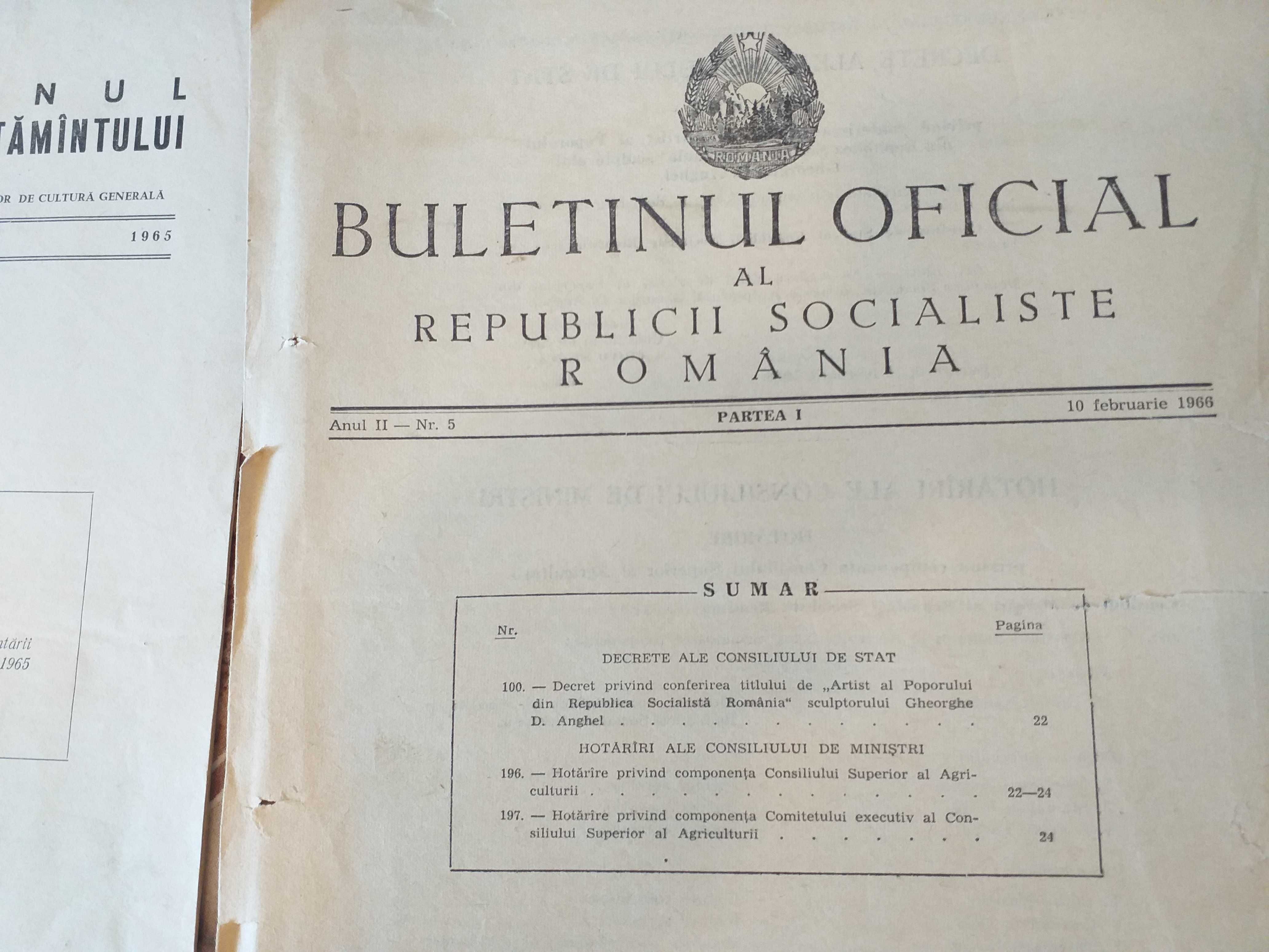 22 Buletine Oficiale Ministerului Invățământ. Rep.Soc Rom.vechi 70 ani