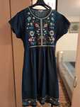 Rochie denim cu broderie traditionala