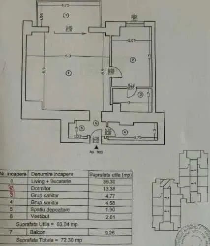 Apartament spatios 2 camere, 2 bai, Upground