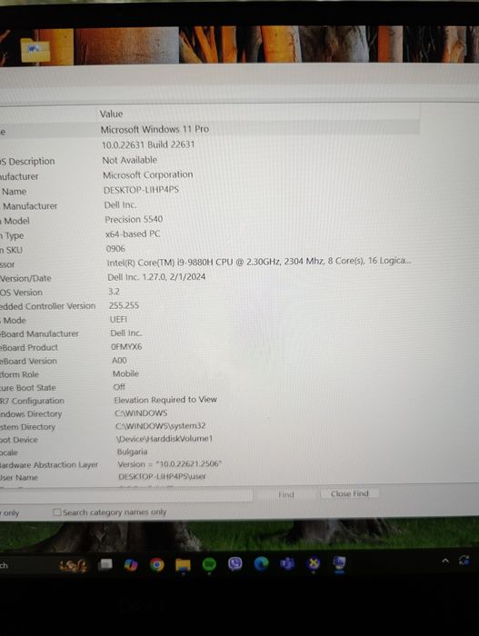 Dell 5540K i9-9880H 32 RAM nVidia 4GB