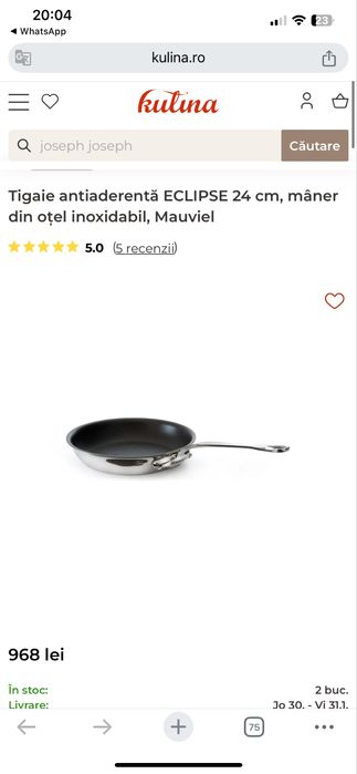 Tigaie antiaderentă ECLIPSE 24 cm, Mauviel 1830 profesional