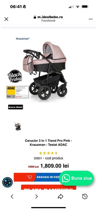 Vând cărucior krausman 3 in 1 folosit