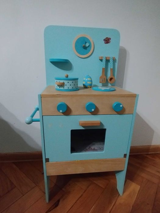 Bucătărie de joaca de lemn copii cu accesorii