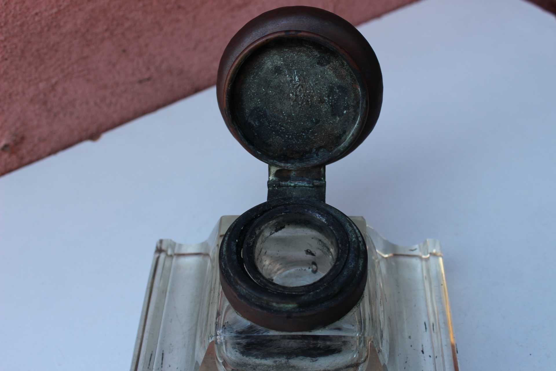 Calimara de colectie secol 19, HANSA - DRP, cristal si curpu emailat
