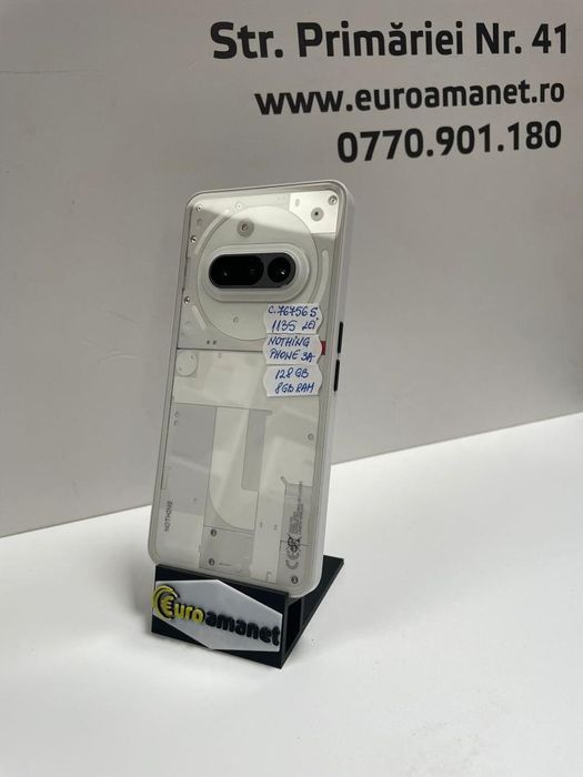 Telefon mobil Nothing Phone (3a), 128GB, 8GB RAM, 5G, White -P-