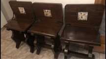 Set de 3 scaune spaniole vechi din lemn masiv