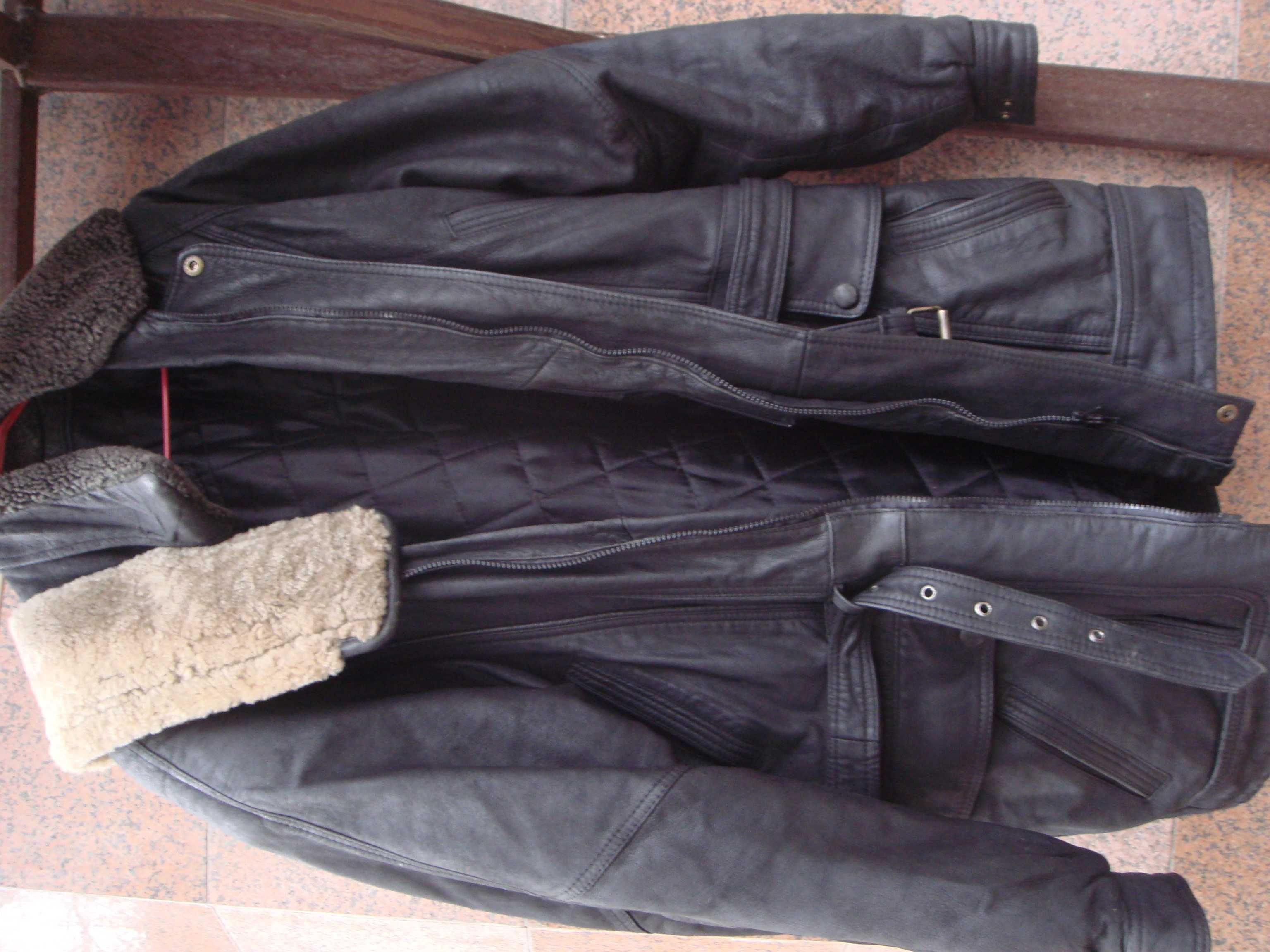 Куртка удлинённая Германия Зима 50+размер Кожа воловья с утеплением