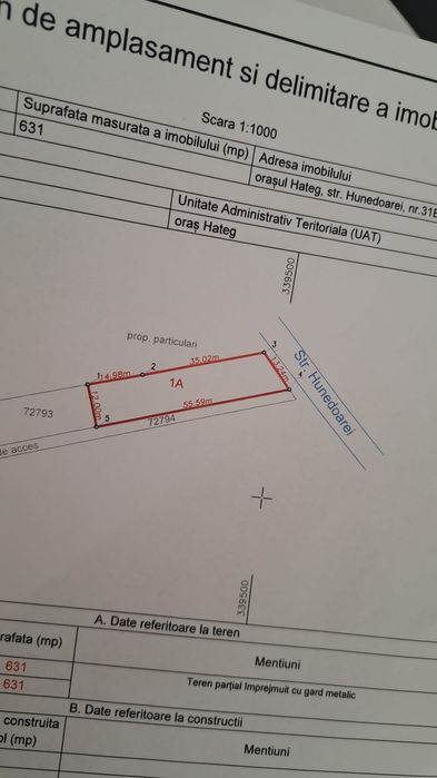 Vand teren intravilan strada Hunedoarei