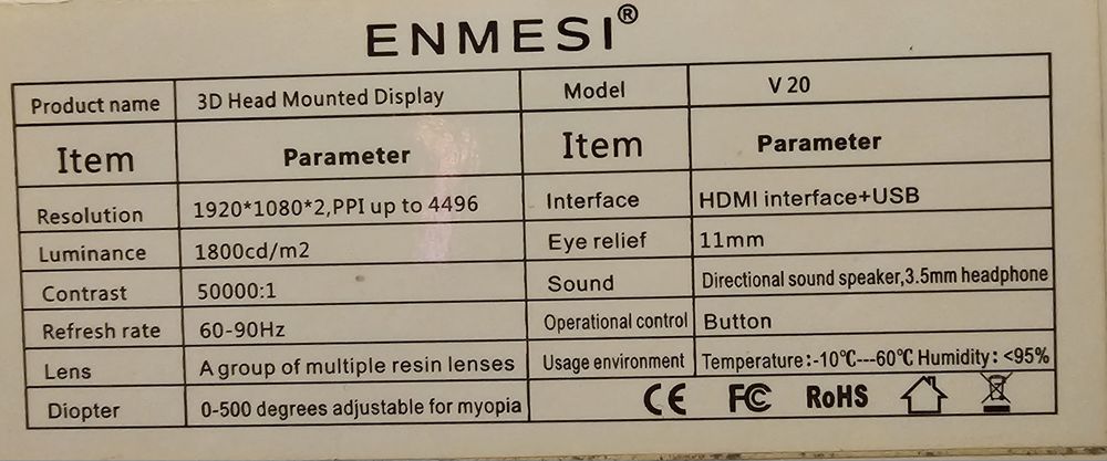 Enmesi v20 Ar/Vr Glasses