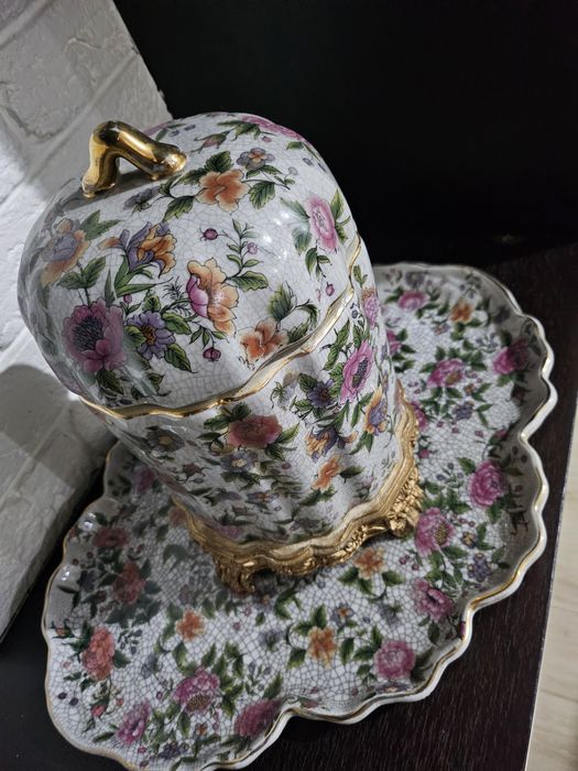 Винтажный набор : ваза +поднос