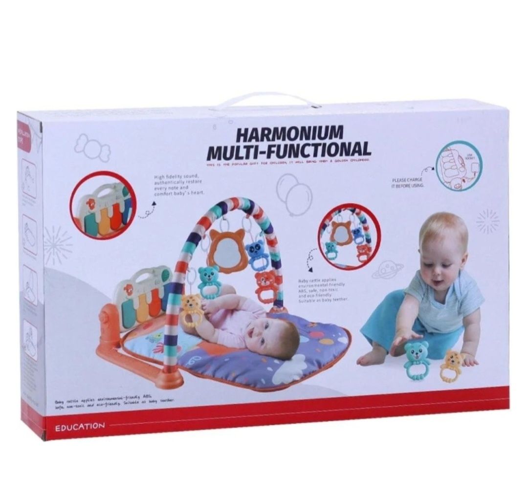 Игровой развивающий коврик-пианино для новорожденных