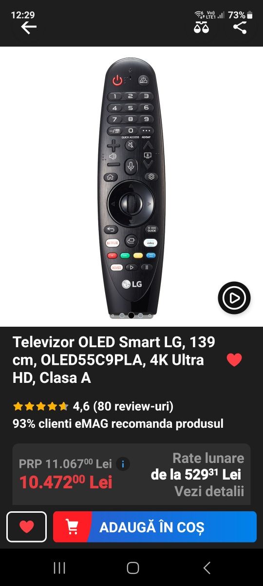 Televizor Oled Smart LG55C9PLA 139 cm