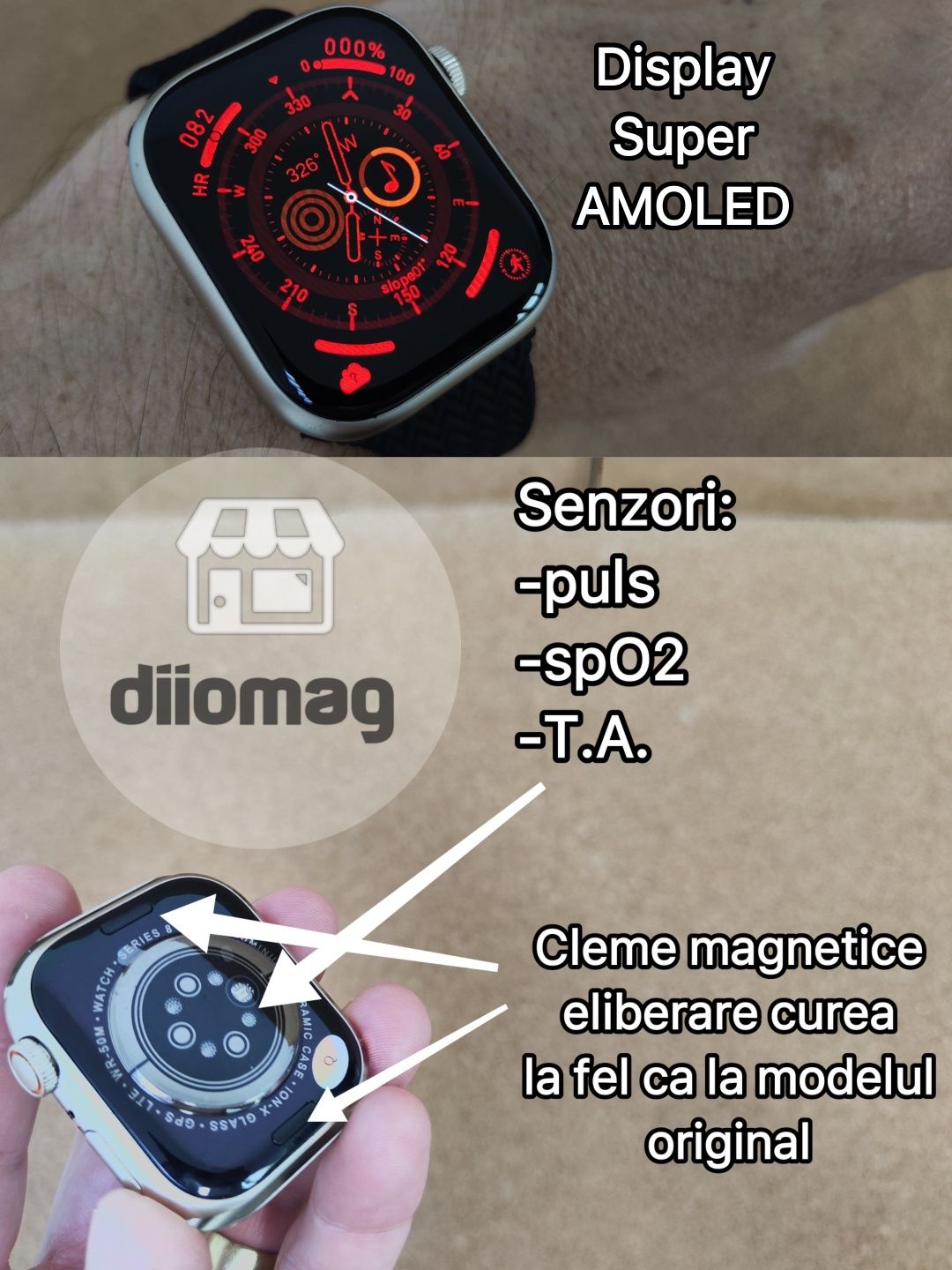 Ceas smartwatch HK9 PRO (watch 8) 45mm SuperAMOLED+ cu AOD si DualCore