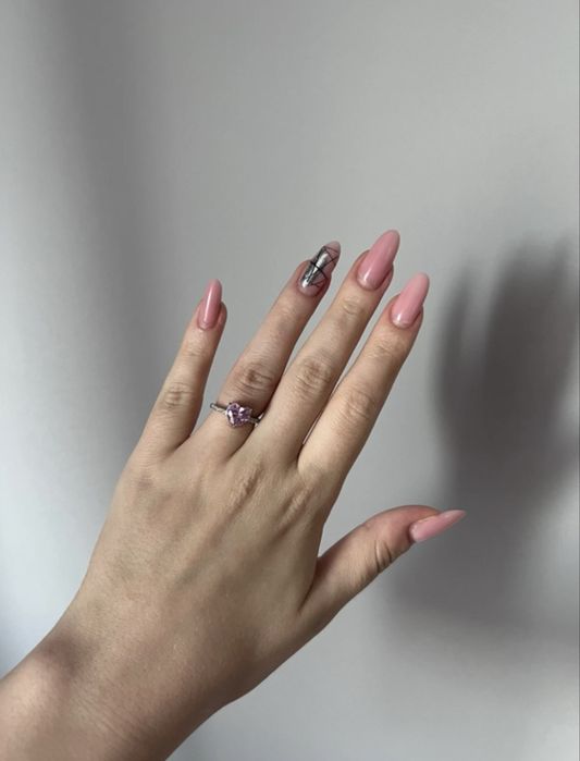 Inel elegant din argint 925 cu piatră zirconiu roz inimă