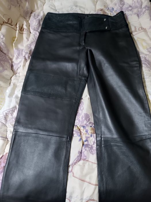 Pantaloni piele naturala cu talie joasa Boncetti Italy, dama măr 34 xs