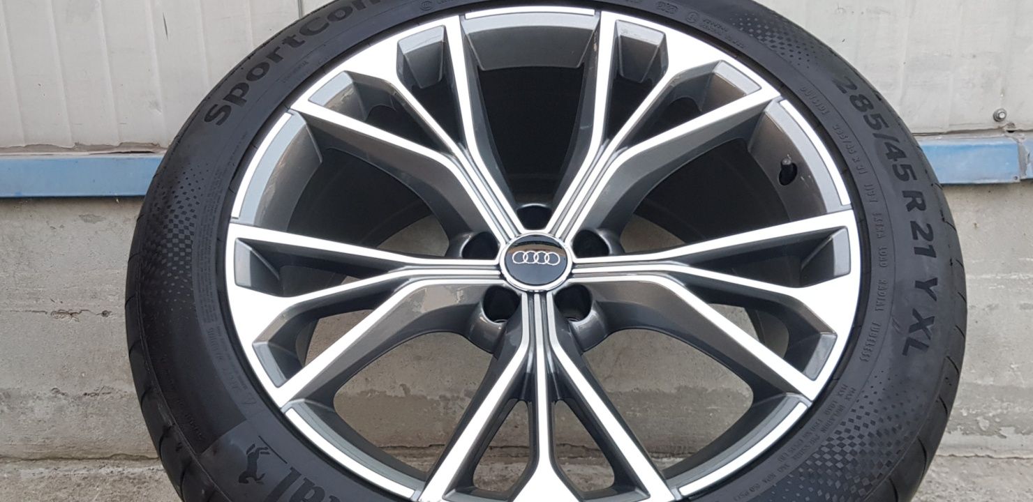 Jante Audi 21 Q8 S line doar 1 buc + anv Continental 285 45 21 DOT2023