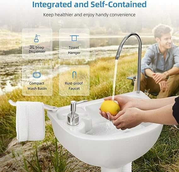 Ghiuveta,curte. Pentru spălat mâini de camping Gri 50,5 x 33 x 103 cm
