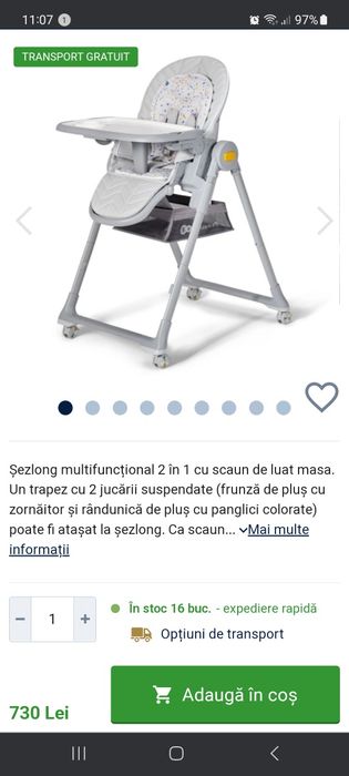 Scaun cu masa bebe