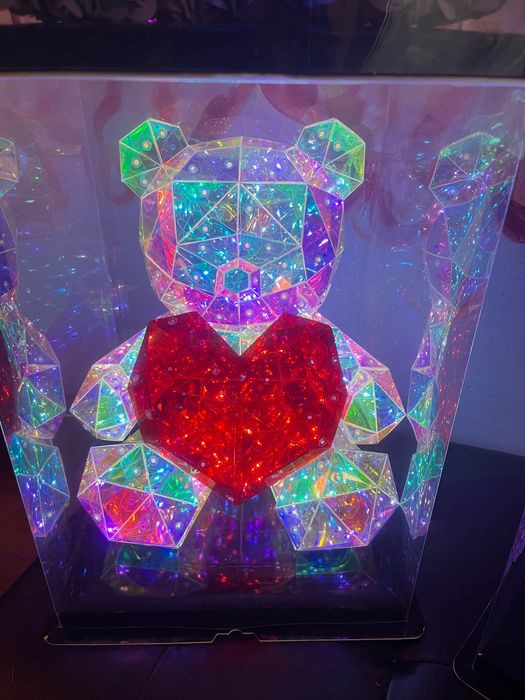 Ursulet lampa led sau trandafiri diamante cutie transparenta rama foto