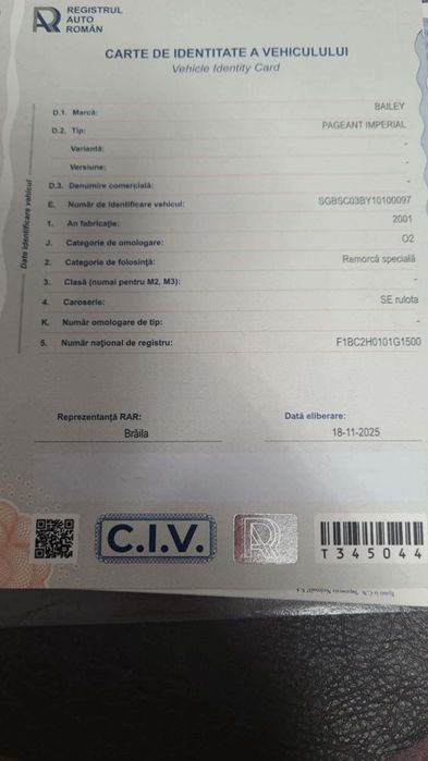 Rulota  BAILEY - PAGEANT Imperial ,   RAR efectuat