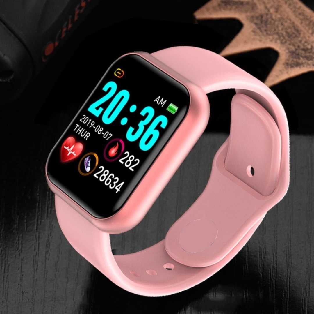 Smartwatch toate funcțiile: sport, sănătate, dietă. Carcasă&curea Roz