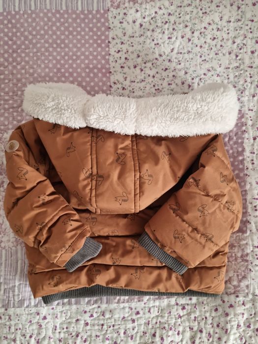 Топло зимно яке и шапка Okaidi 12м/74см
