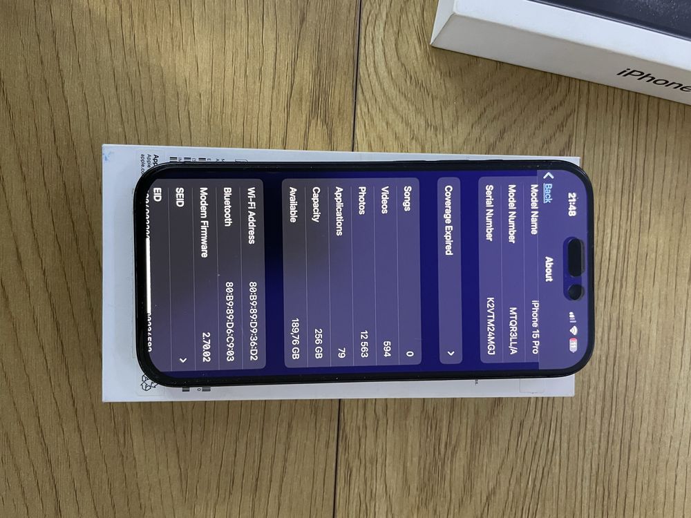 Бартер iPhone 15 pro 256 gb E-sim USA 94% black titanium