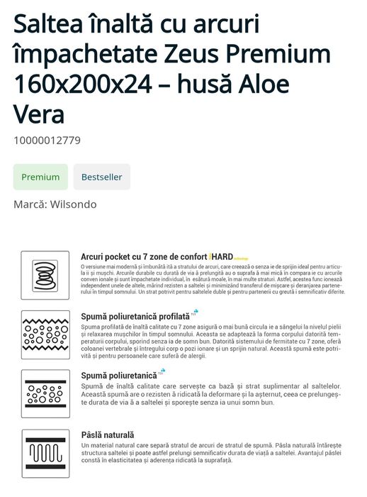 Saltea inalta 160x200