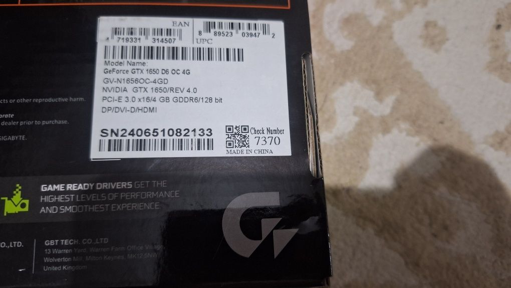 Продаю видеокарту Nvidia Geforce GTX1650