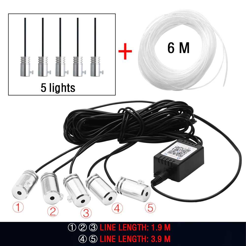 Lumini ambientale auto neon Fibra RGB - Bluetooth 5/6 led 2 modele