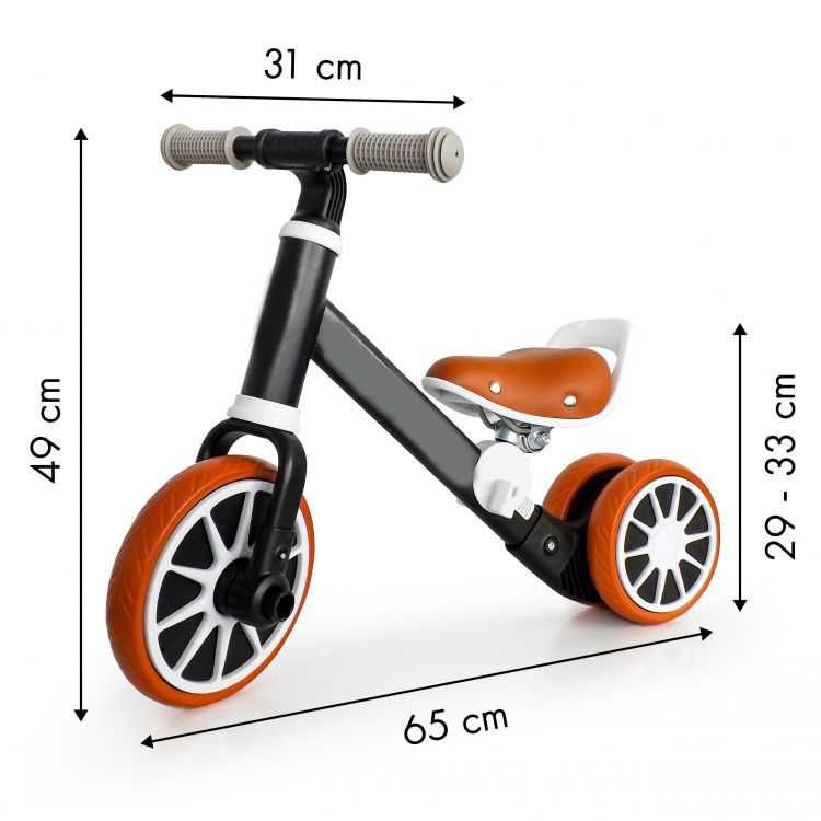 Tricicleta 2 in 1 cu pedale detasabile, Roti spuma EVA Tubeless, negru