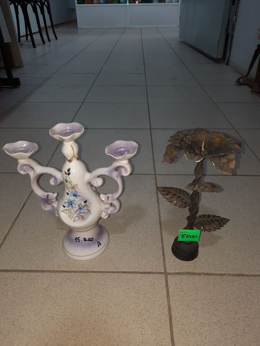 Подсвечники латунь, форфор бронза