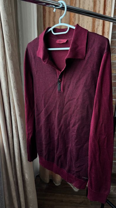 Тънък вълнен пуловер Fortment, бордо, размер M