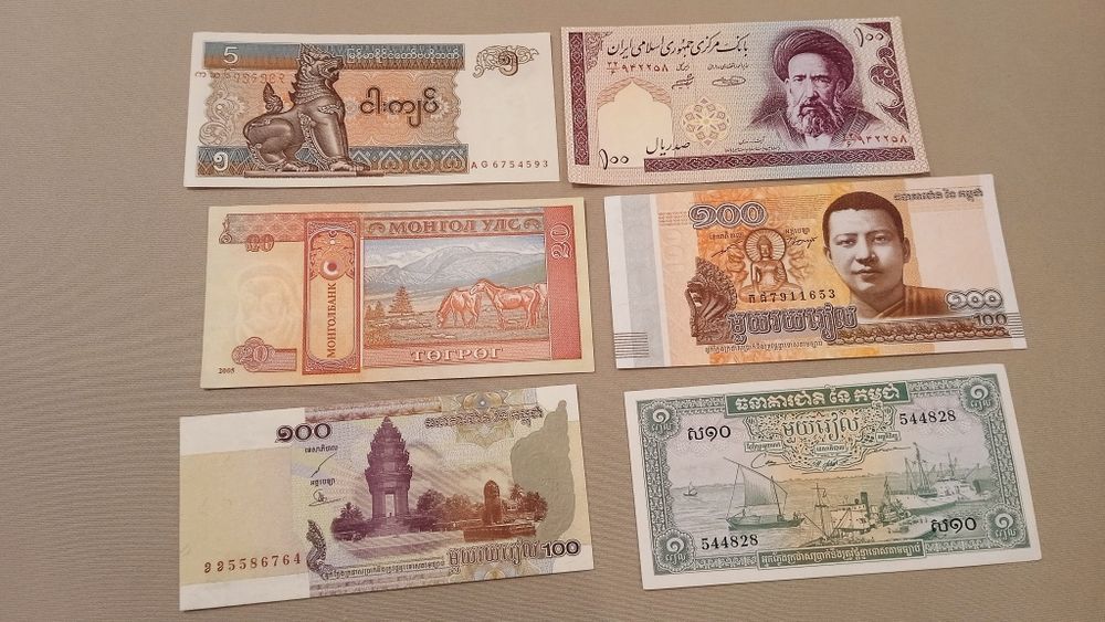 24 bancnote Asia, colectie, tari exotice, stare aUNC