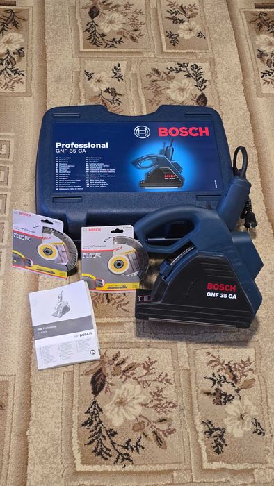 Vând pachet BOSCH PROFESSIONAL GNF35CA–mașină frezat caneluri+4discuri