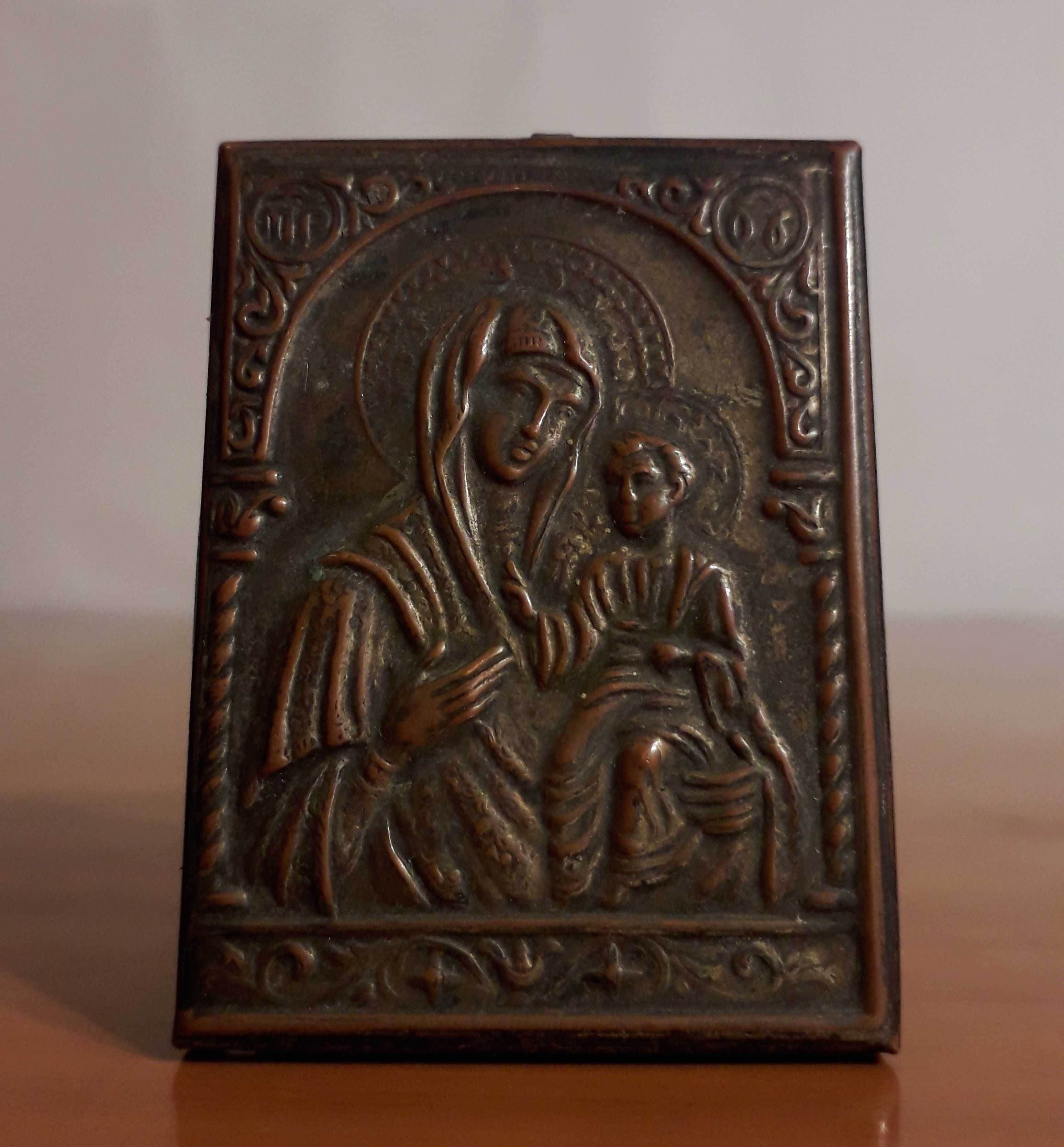 Iconita de calatorie Maica Domnului cu Pruncul - Hodighitria | veche