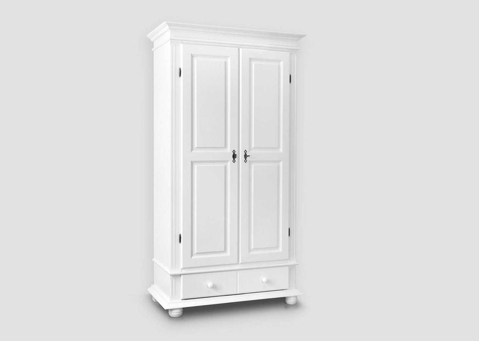 Dulap din lemn masiv Seby, alb, 2 usi + 1 sertar