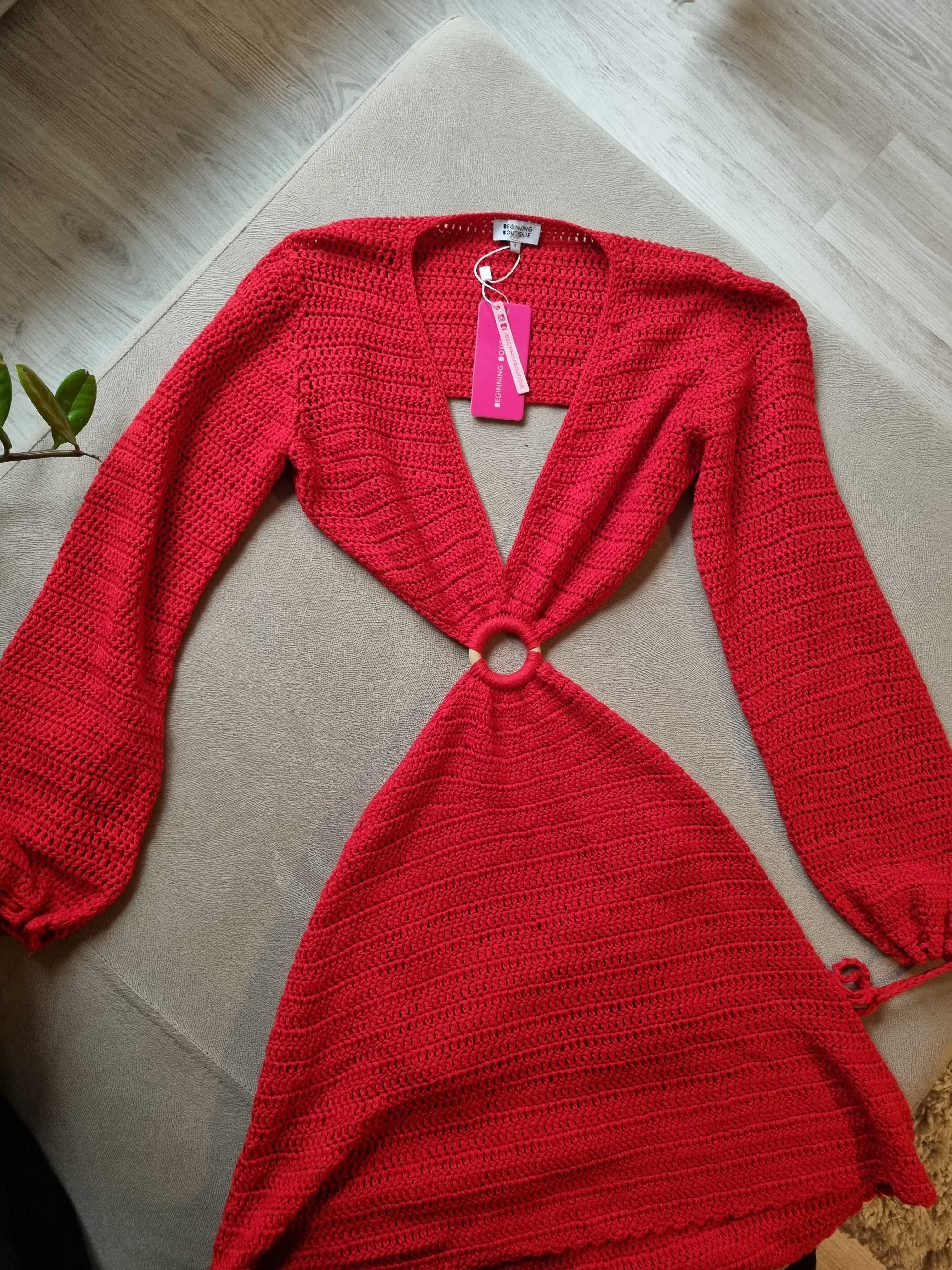 Rochie tricotata roșie Beginning Boutique