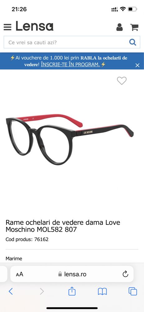 Rame ochelari de vedere dama Love Moschino MOL582 807