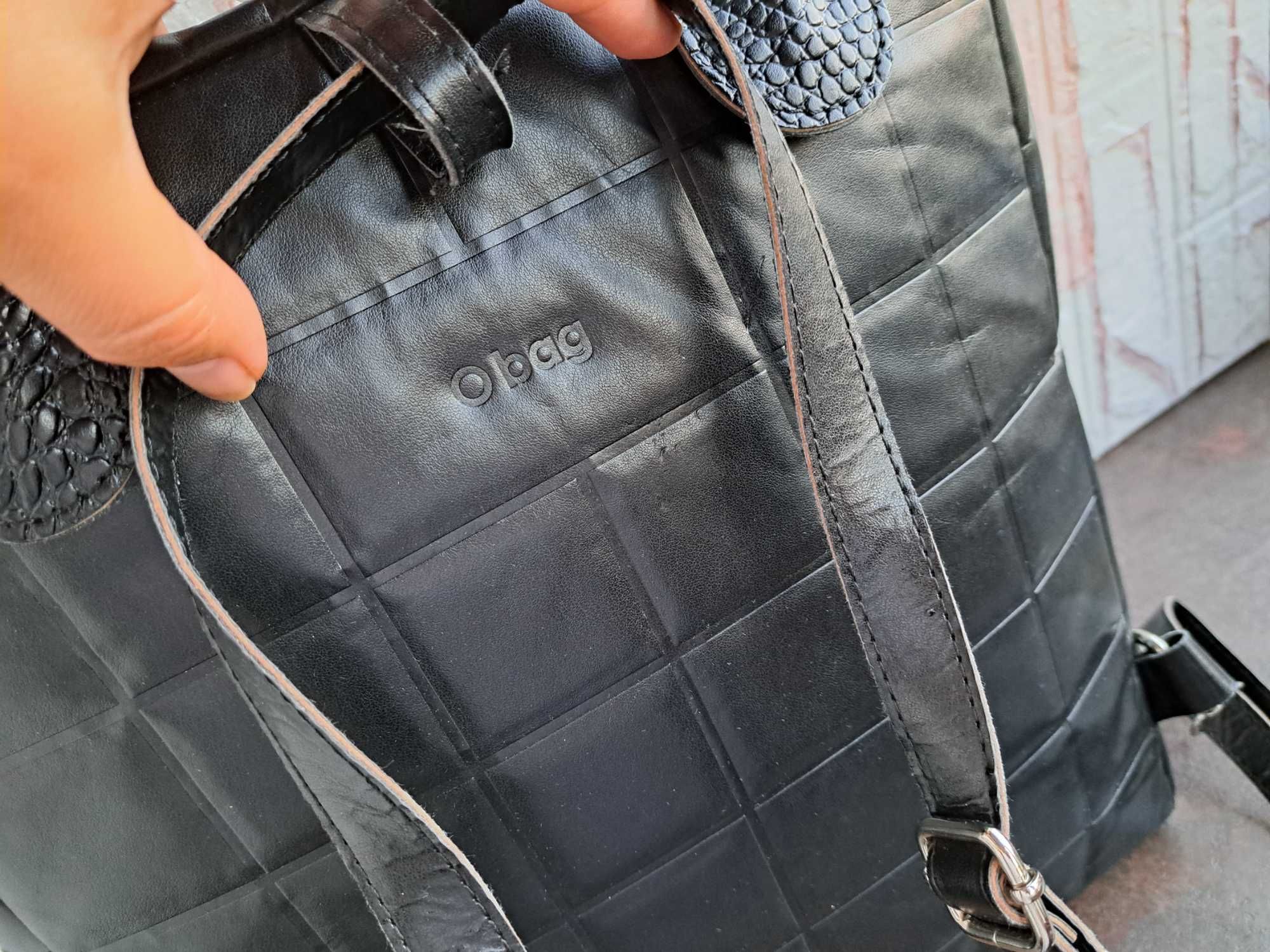 раница O bag,черна кожена чанта,о баг