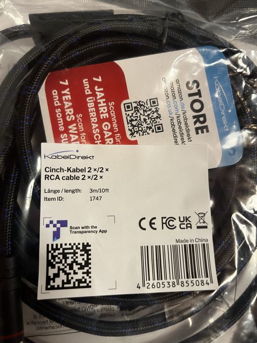 Аудио кабели чинч към чинч 2х2. Два броя . Чисто нови. Chinch RCA