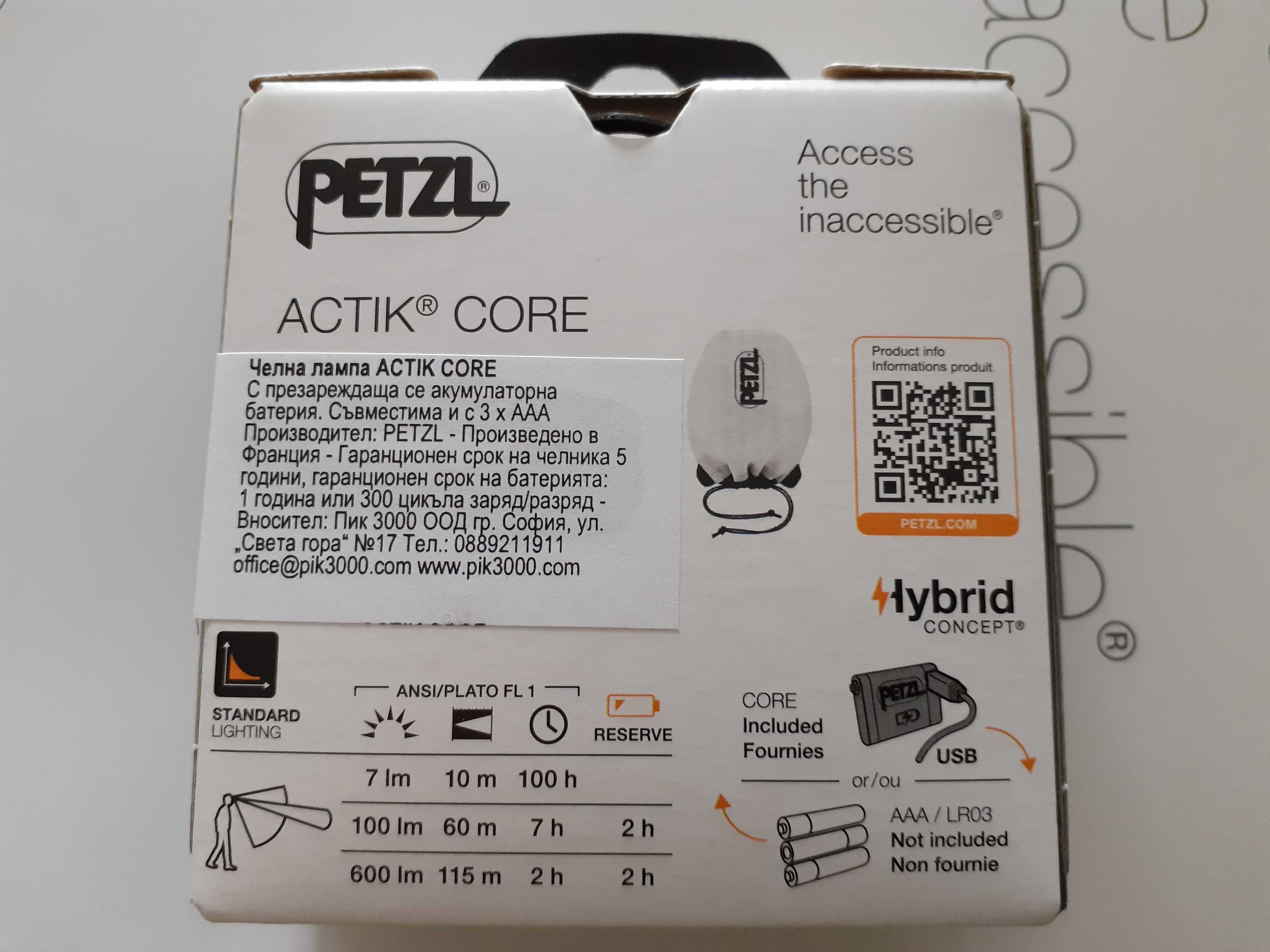 Челник не използван нов Petzl ACTIK CORE 600 зелен червен син сив