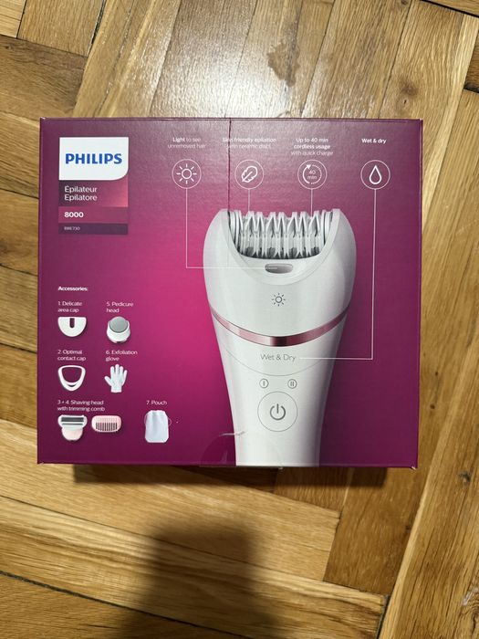 Philips Epilator Series 8000 - епилатор със 7 приставки (нов)