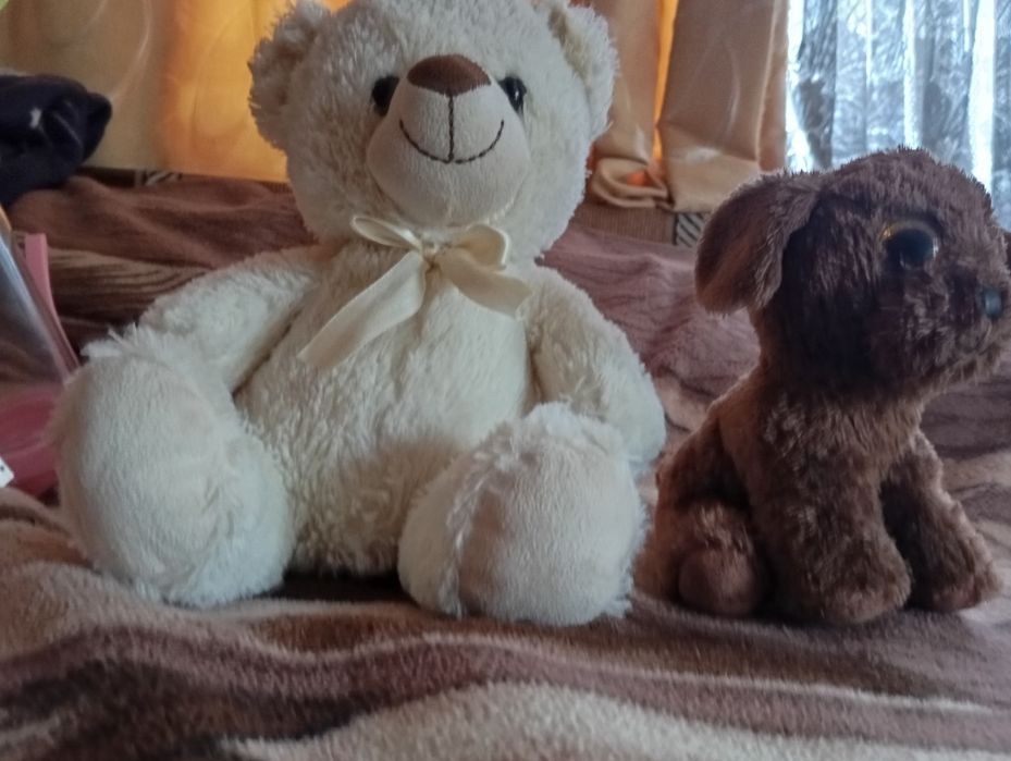 Vând plușuri ursuleț alb și cățeluș maro